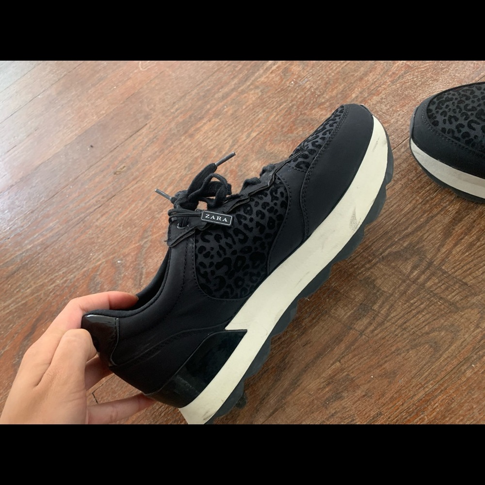 Zara black cheetah sneakers